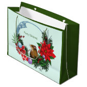 Weihnachtsmäuse Wreath Große Geschenktüte (Vorderseite Schrägansicht)