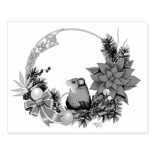 Weihnachtsmäuse Wreath Gummistempel (Prägung)