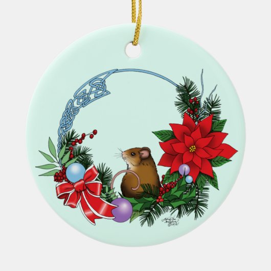 Weihnachtsmäuse Wreath Keramik Ornament (Vorne)