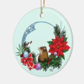 Weihnachtsmäuse Wreath Keramik Ornament (Links)