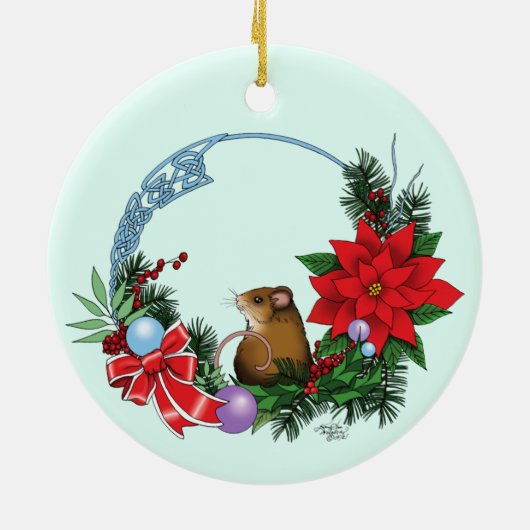 Weihnachtsmäuse Wreath Keramik Ornament (Hinten)