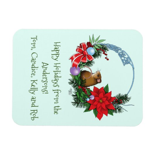 Weihnachtsmäuse Wreath Magnet (Horizontal)