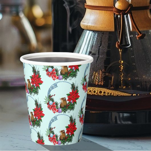 Weihnachtsmäuse Wreath Pappbecher