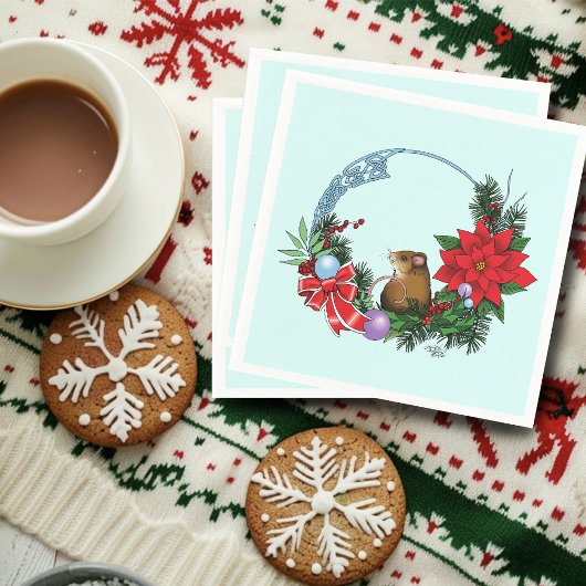 Weihnachtsmäuse Wreath Serviette