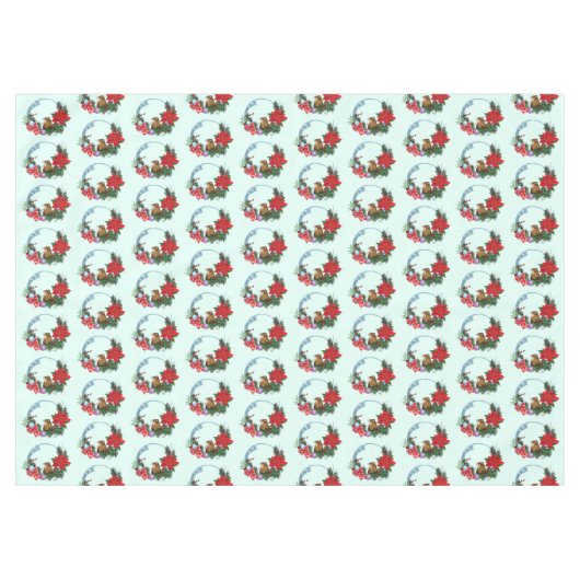 Weihnachtsmäuse Wreath Tischdecke (Vorderseite (Horizontal))