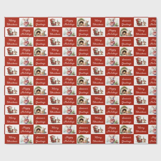 Weihnachtsmäusendesign Geschenkpapier (Flach)