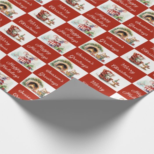 Weihnachtsmäusendesign Geschenkpapier (Ecke)