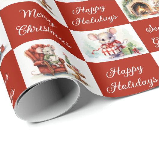 Weihnachtsmäusendesign Geschenkpapier (Rolleneckpunkt)