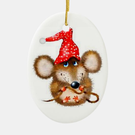 Weihnachtsmäuseverzierung - niedliche Maus in der Keramikornament (Vorne)