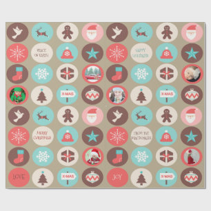 Weihnachtsmedaillons Custom Fotos Geschenkpapier