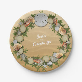 Weihnachtsmeer & Gruß Seestern Sanddollar Pappteller