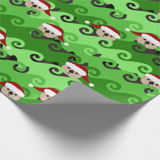 Weihnachtsmeer Otters Grüne Wellen Geschenkpapier (Ecke)