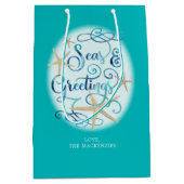 Weihnachtsmeere und Grüße an der Küste Starfish Mittlere Geschenktüte (Vorderseite)