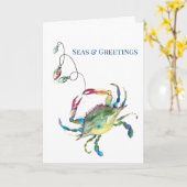 Weihnachtsmeere und Grüße an der Küste Wasserfarbe Karte (Gelbe Blume)