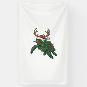 Weihnachtsmeeresschildkröte Rentier Vintage-Stich Banner