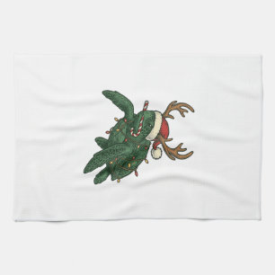 Weihnachtsmeeresschildkröte Rentier Vintage-Stich Geschirrtuch