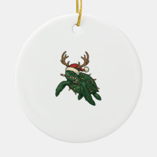 Weihnachtsmeeresschildkröte Rentier Vintage-Stich  Keramik Ornament