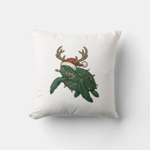 Weihnachtsmeeresschildkröte Rentier Vintage-Stich Kissen