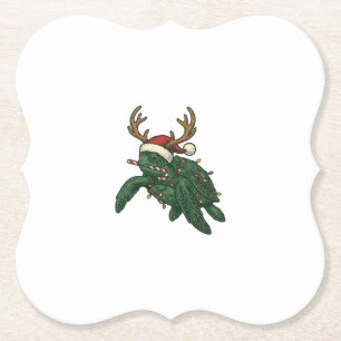 Weihnachtsmeeresschildkröte Rentier Vintage-Stich Untersetzer