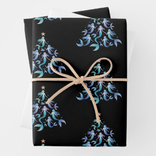 Weihnachtsmeerjungfrau Baum Mädchen Sommerferien W Geschenkpapier Set