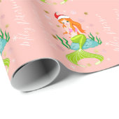 WeihnachtsMeerjungfrau & Schneeflocken personalisi Geschenkpapier (Rolleneckpunkt)