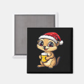 Weihnachtsmeerkat mit Bier-Comic Magnet (Vorderseite/Rückseite)