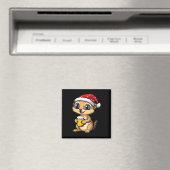 Weihnachtsmeerkat mit Bier-Comic Magnet (In Situ (Geschirrspüler))