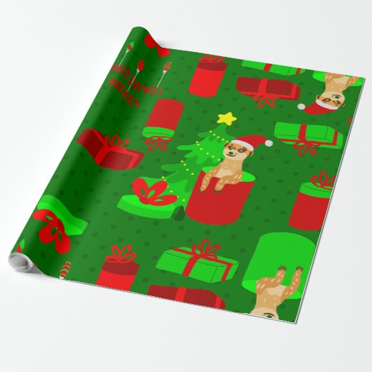 Weihnachtsmeerkat santa lustige Mongoie Geschenkpapier (Ungerollt)