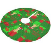 Weihnachtsmeerkat santa lustige Mongoie Polyester Weihnachtsbaumdecke (Schrägansicht)