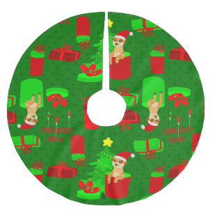 Weihnachtsmeerkat santa lustige Mongoie Polyester Weihnachtsbaumdecke