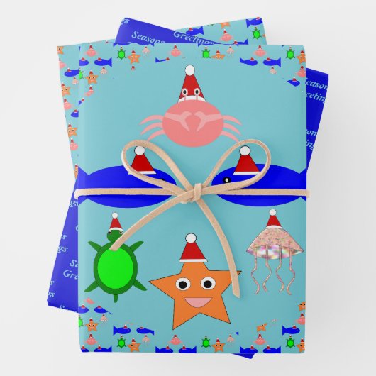 Weihnachtsmeerkreaturen Geschenkpapier Set (Beispiel)