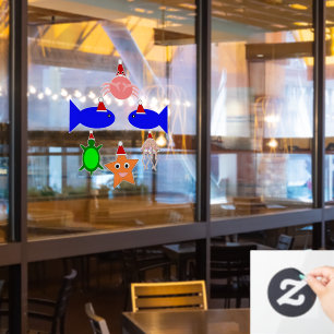 Weihnachtsmeerkreaturen Meeresfrüchte Restaurant Fensteraufkleber