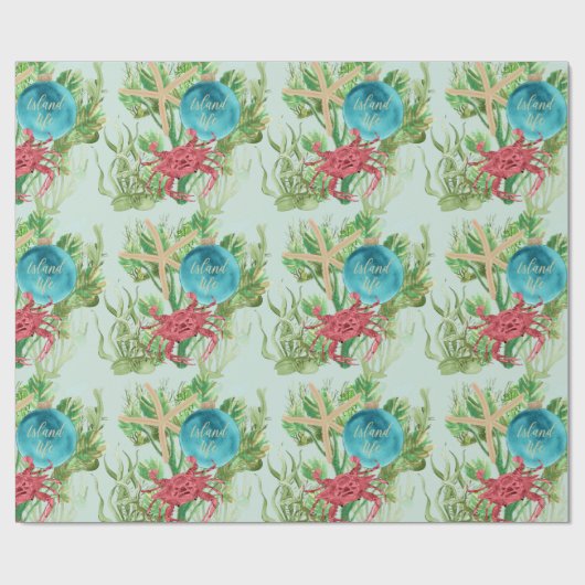 Weihnachtsmeerlandschaft mit Island Life Ornament Geschenkpapier (Flach)