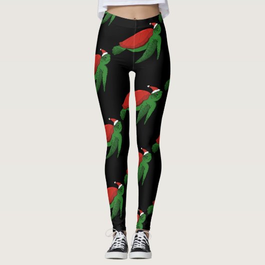 Weihnachtsmeerschildkröte Leggings (Vorderseite)