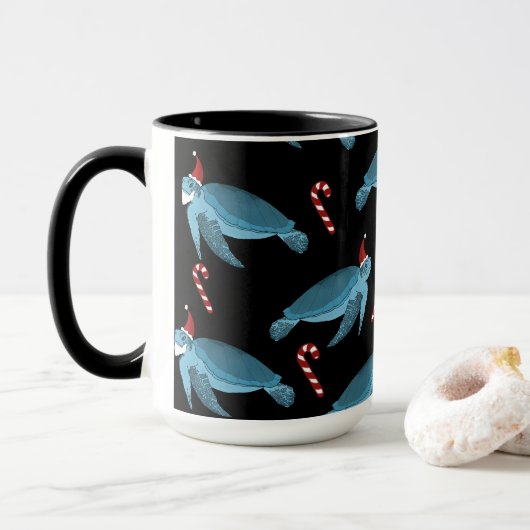 Weihnachtsmeerschildkröte Tasse (Mit Donut)