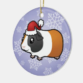 Weihnachtsmeerschweinchen (glattes Haar) Keramik Ornament (Links)