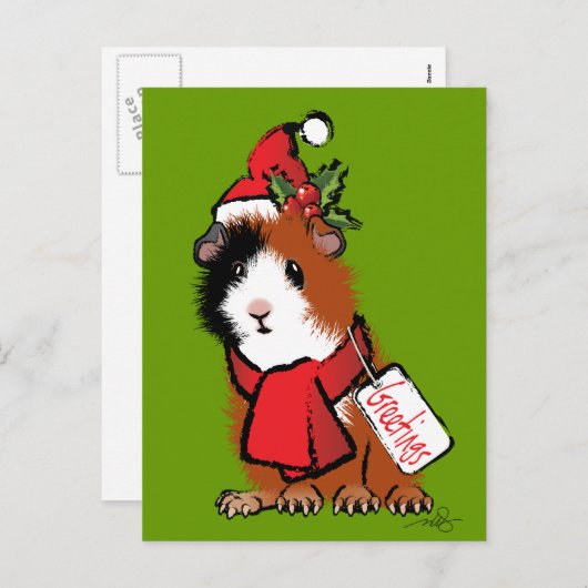 Weihnachtsmeerschweinchen-Gruß Feiertagspostkarte (Vorne/Hinten)
