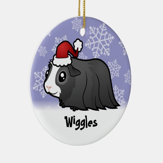 Weihnachtsmeerschweinchen (langes Haar) (addieren Keramikornament (Rechts)