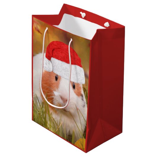 Weihnachtsmeerschweinchen Mittlere Geschenktüte (Vorderseite Schrägansicht)