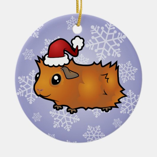 Weihnachtsmeerschweinchen (schäbig) keramik ornament (Vorne)