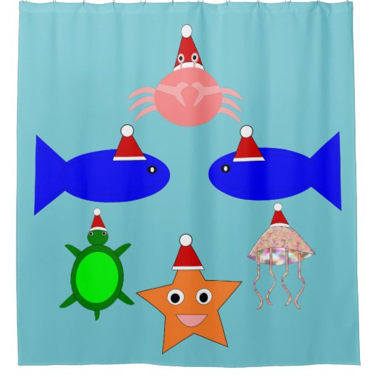 Weihnachtsmeerwesen Duschvorhang (Vorderseite)