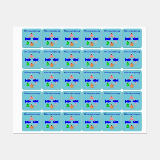 Weihnachtsmeerwesen Etiketten (Blatt)