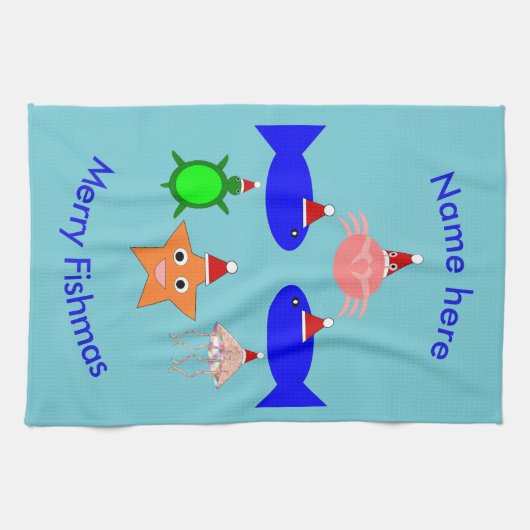 Weihnachtsmeerwesen Geschirrtuch (Horizontal)