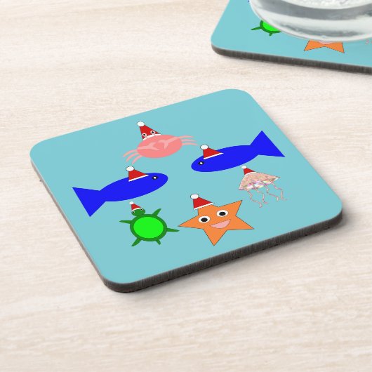 Weihnachtsmeerwesen Getränkeuntersetzer (Linke Seite)