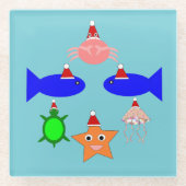 Weihnachtsmeerwesen Glasuntersetzer (Vorderseite)