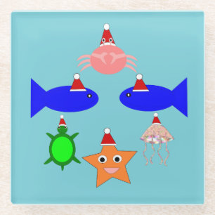 Weihnachtsmeerwesen Glasuntersetzer