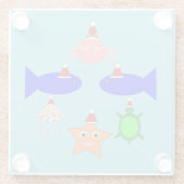 Weihnachtsmeerwesen Glasuntersetzer (Rückseite)