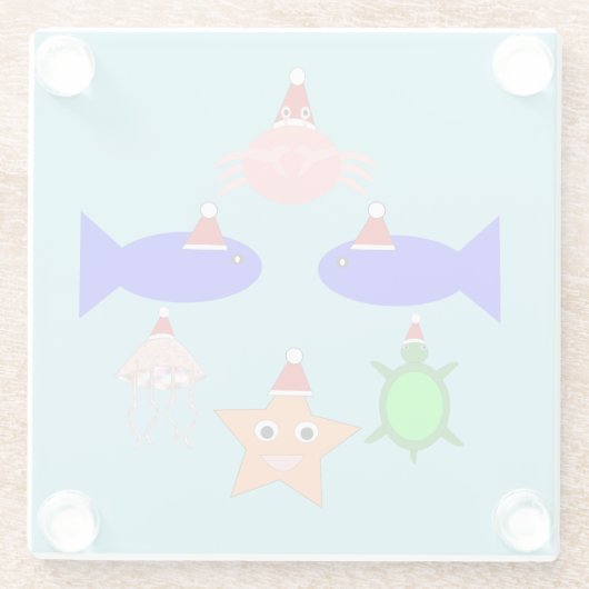 Weihnachtsmeerwesen Glasuntersetzer (Rückseite)