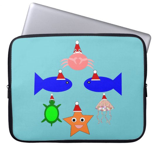Weihnachtsmeerwesen Laptopschutzhülle (Vorderseite)