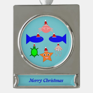 Weihnachtsmeerwesen Personalisiert Banner-Ornament Silber